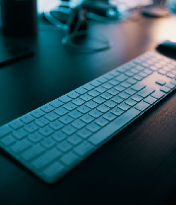 Minimalist digital workspace design with soft blue ambient lighting